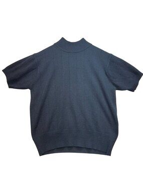 Villager Womens Mock Neck Pullover Sweater Knit Short Sleeve Size S Black